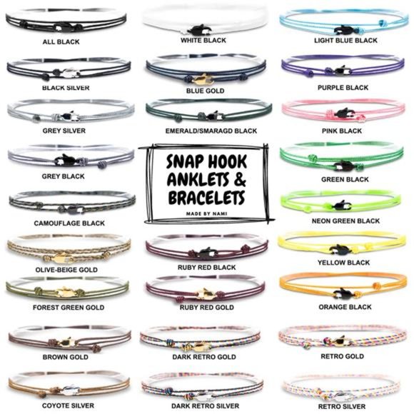 Adjustable Wrap Surfer Bracelet Women & Men Thin String Bracelet with Snap Hook - Picture 7 of 7